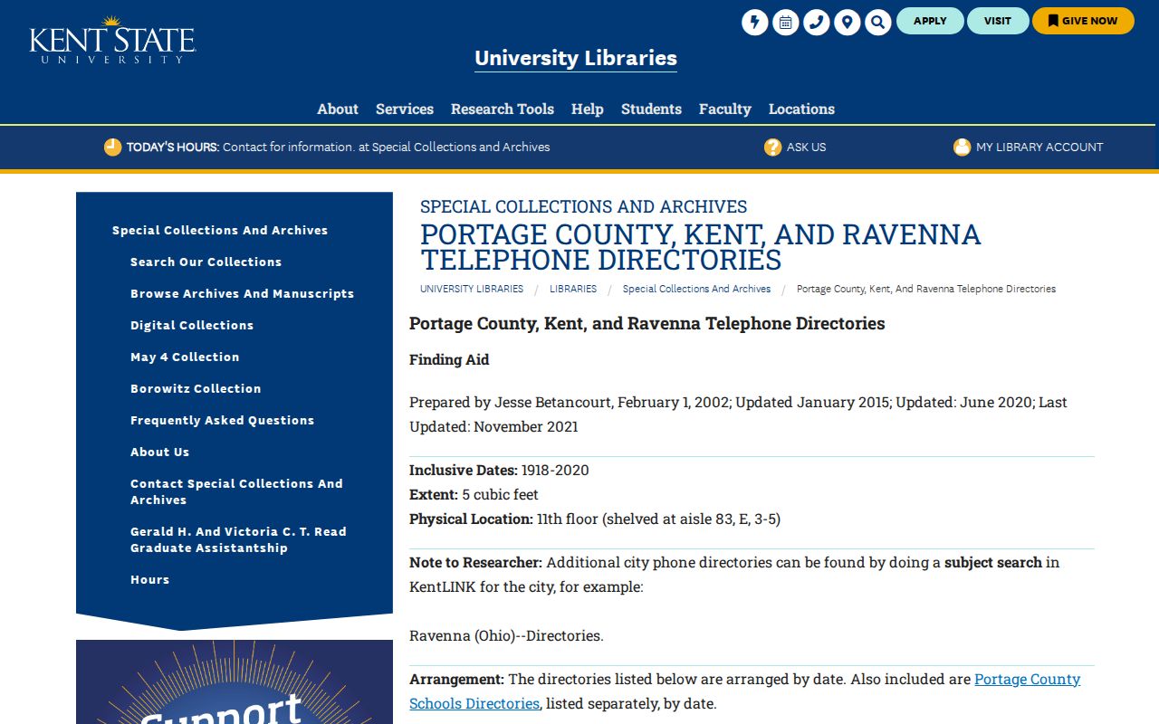 Paris Township residents directory Kent State historical collection